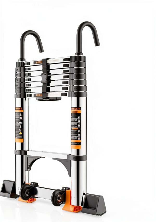 JIASHCHE Telescoping Ladder Stainless Steel 330lb Capacity-2