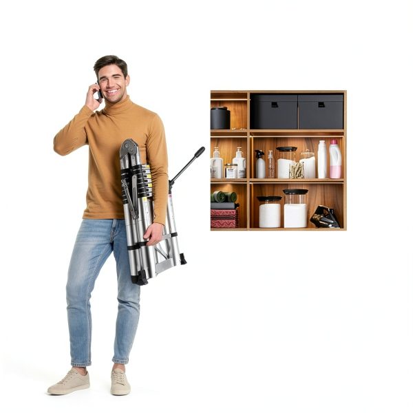 Soctone Telescoping Ladder Aluminum Cordless 16.5FT A Frame-6