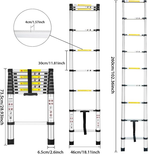 YA MI Telescoping Ladder Aluminum Portable Heavy Duty-2