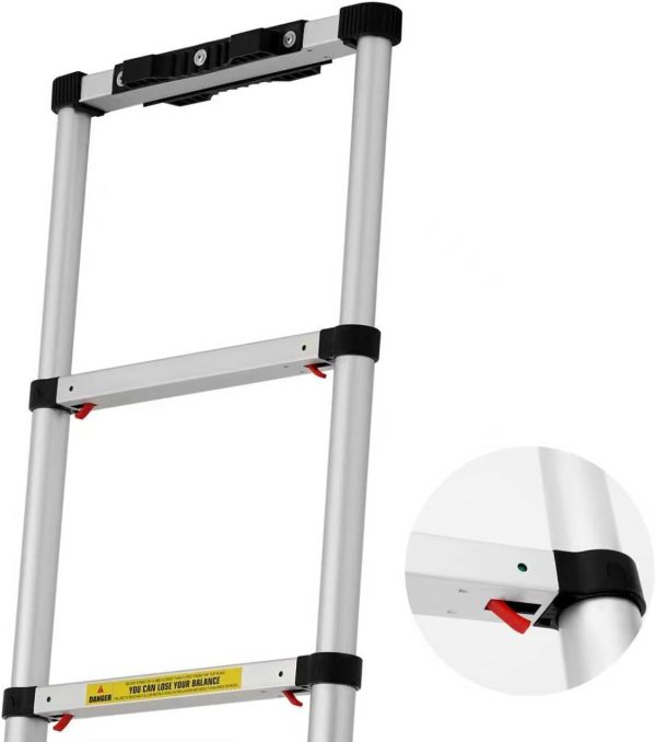 Grefinity Telescoping Ladder Aluminum One-Button Retraction-8