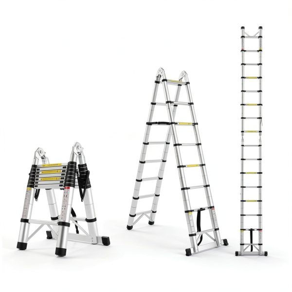 Soctone Telescoping Ladder Aluminum Cordless 16.5FT A Frame-3