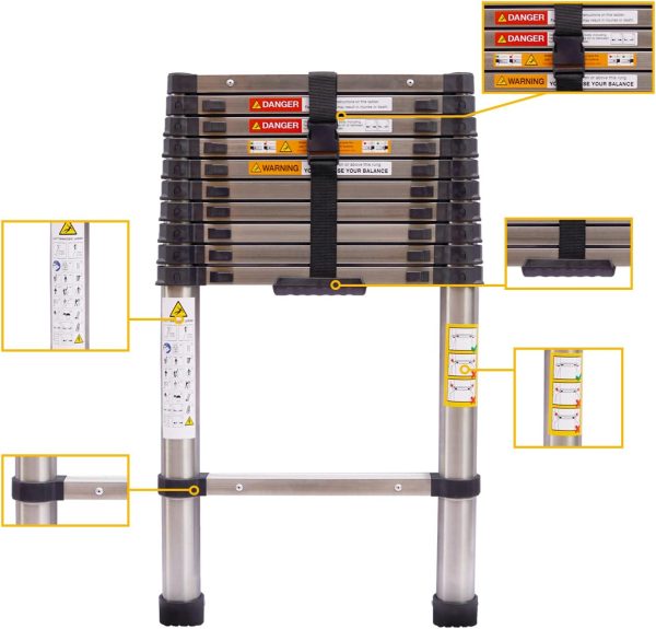 Qimu Stainless Steel Extension Ladder Portable Telescopic-4
