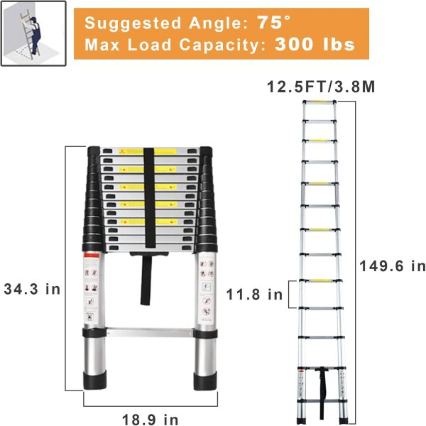 LiGuVCY Telescoping Ladder Aluminum Adjustable Height-1