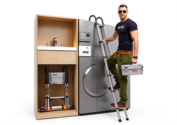 JIASHCHE Telescoping Ladder Stainless Steel 330lb Capacity-6