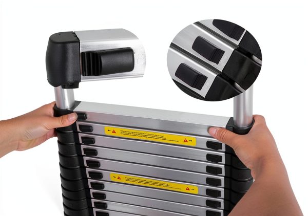 Bowoshen Aluminum Telescoping Ladder Silver Portable Durable-4