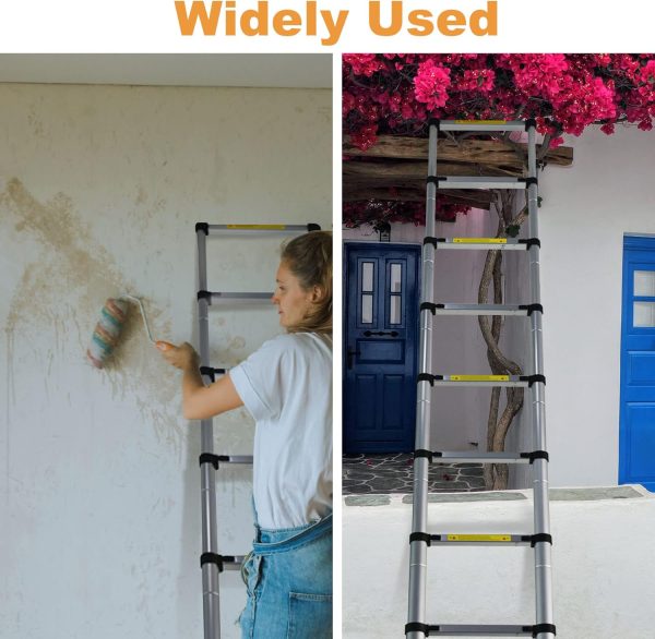 LiGuVCY Telescoping Ladder Aluminum Adjustable Height Home-6
