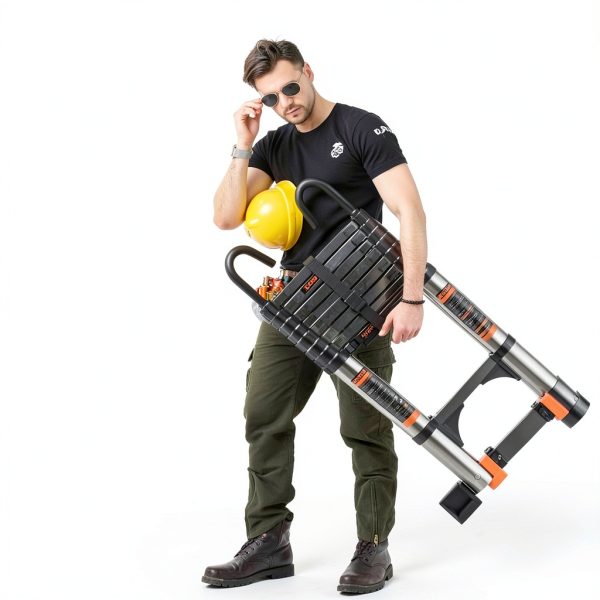 JIASHCHE Telescoping Ladder Stainless Steel 330lb Capacity-7