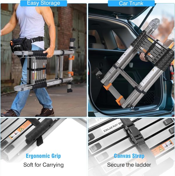 DEZEX Telescoping Ladder Stainless Steel Extendable A Frame-5