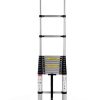 Bowoshen Aluminum Telescoping Ladder Silver Portable Durable-3