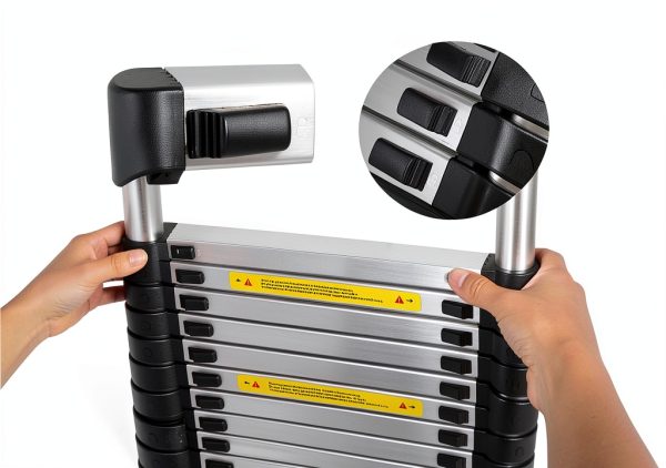 Bowoshen Aluminum Telescoping Ladder Silver Portable Durable-4