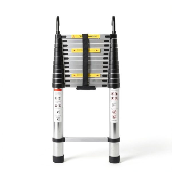 Bowoshen Aluminum Telescoping Ladder Silver Portable Durable-6