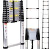Bowoshen Aluminum Telescoping Ladder Silver Portable Durable-0