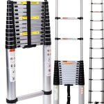 Bowoshen Aluminum Telescoping Ladder Silver Portable Durable-0