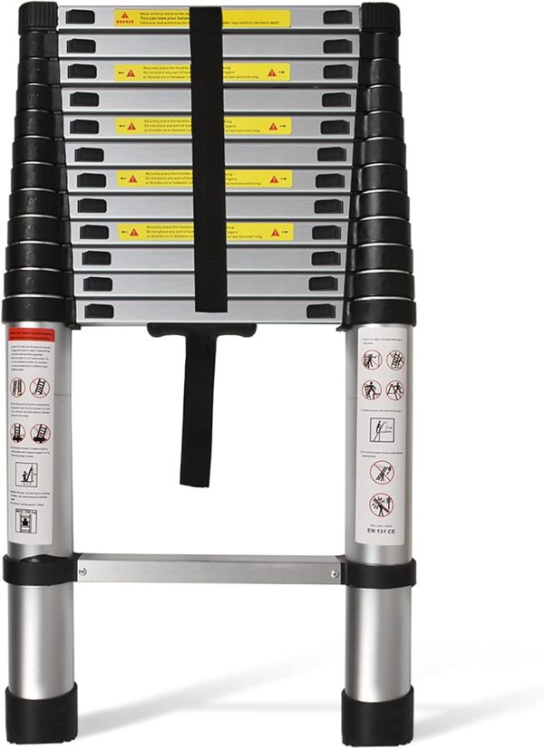 LiGuVCY Telescoping Ladder Aluminum Adjustable Height Home-0