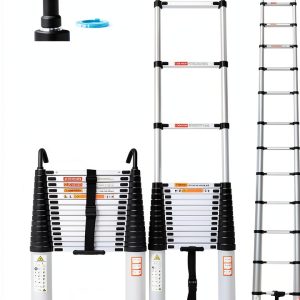 Qimu Aluminum Telescopic Ladder with Detachable Hooks-0