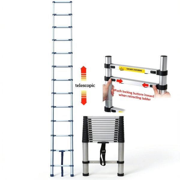 Qimu Stainless Steel Extension Ladder Portable Telescopic-1