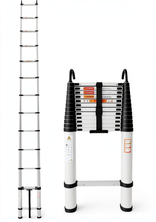Qimu Aluminum Telescopic Ladder with Detachable Hooks-1