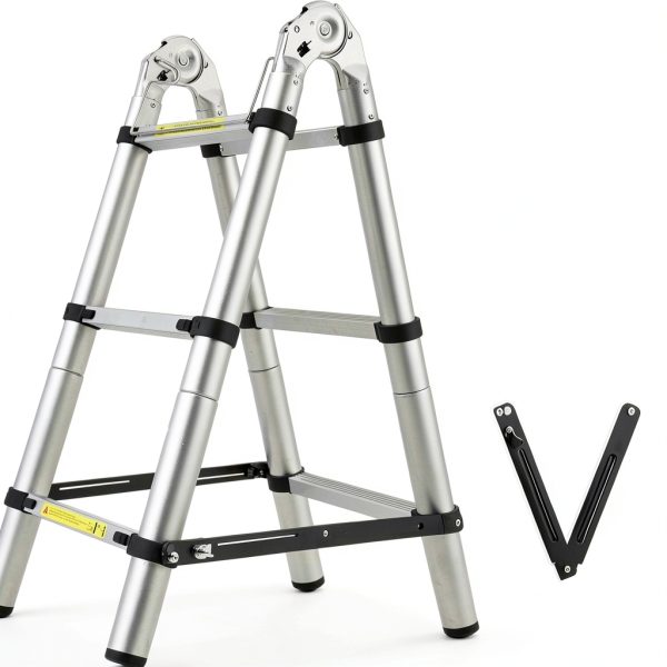 Soctone Telescoping Ladder Aluminum Cordless 16.5FT A Frame-2