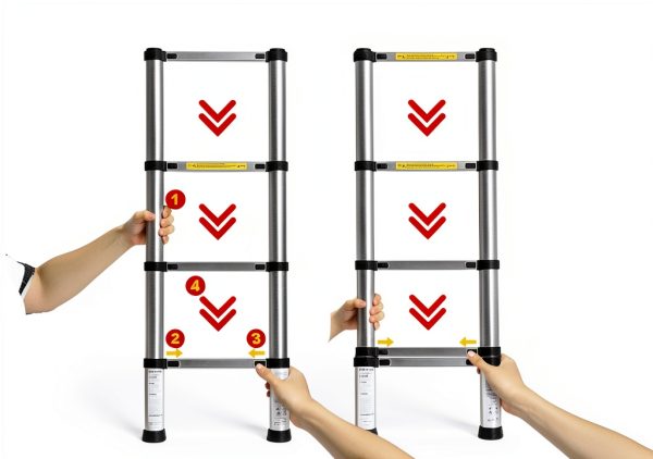 KZEBRA Telescoping Ladder Aluminum Portable 12.5 FT-2