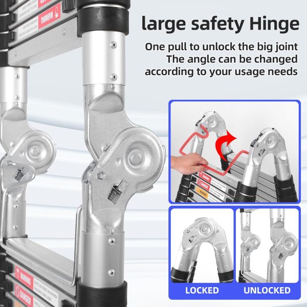 DEZEX Telescoping Ladder Stainless Steel Extendable A Frame-4