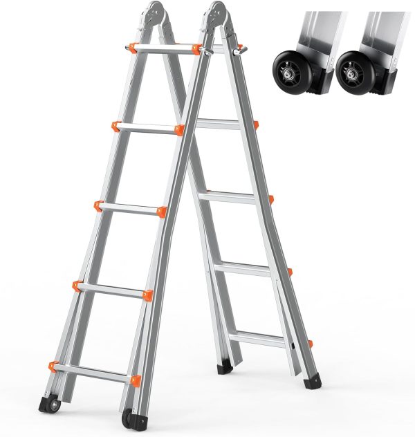 VEVOR Aluminum Extension Ladder Collapsible 330lb Load-0