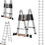 DEZEX Telescoping Ladder Stainless Steel Extendable A Frame-0