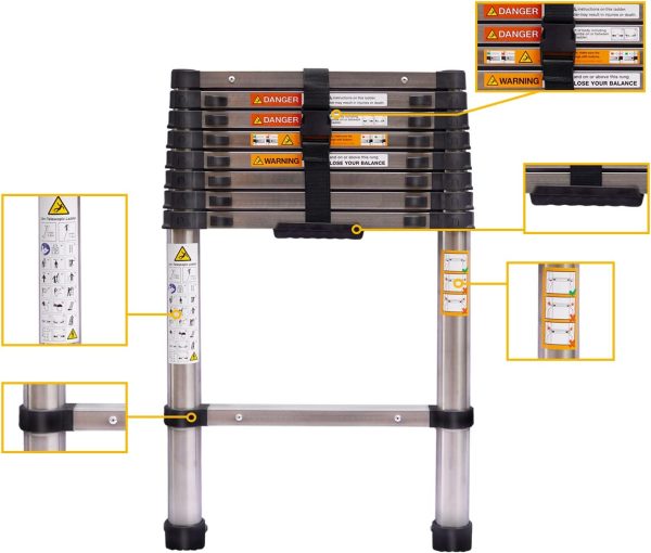 Qimu Stainless Steel Extension Ladder Portable Telescopic-4