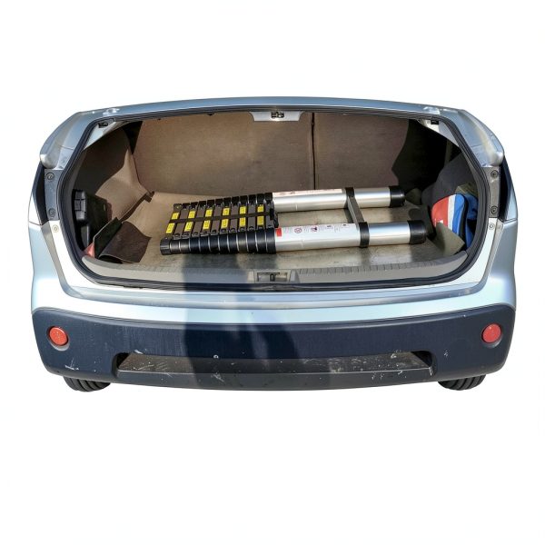 Yesker Aluminum Telescoping Ladder Silver Black Durable-5