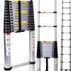 Bowoshen Aluminum Telescoping Ladder Silver Portable Durable-0