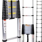 Bowoshen Aluminum Telescoping Ladder Silver Portable Durable-0