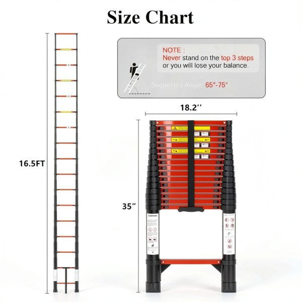 DIAMONDFORGE Telescoping Ladder Aluminum Portable Extendable-6