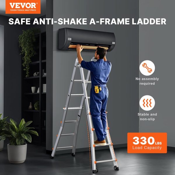 VEVOR Aluminum Extension Ladder Collapsible 330lb Load-1