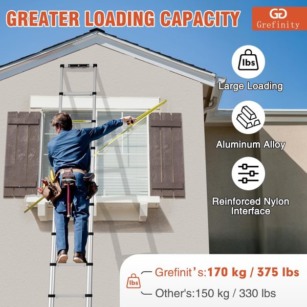 Grefinity Telescoping Ladder Aluminum One-Button Retraction-2