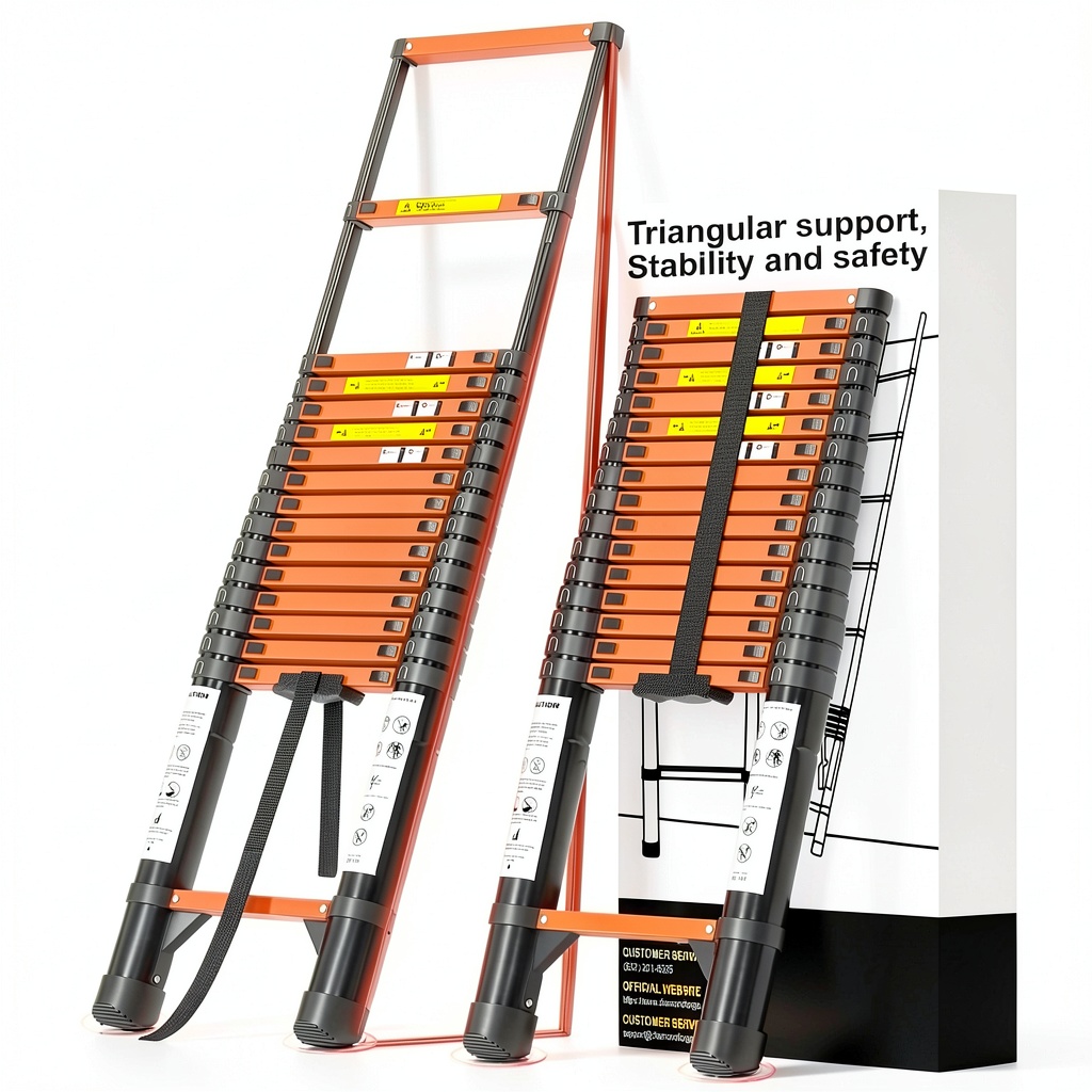DIAMONDFORGE telescoping ladder extended on a grassy lawn