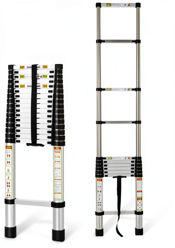 RIKADE Telescopic Ladder Aluminum Portable 330lb Capacity-0