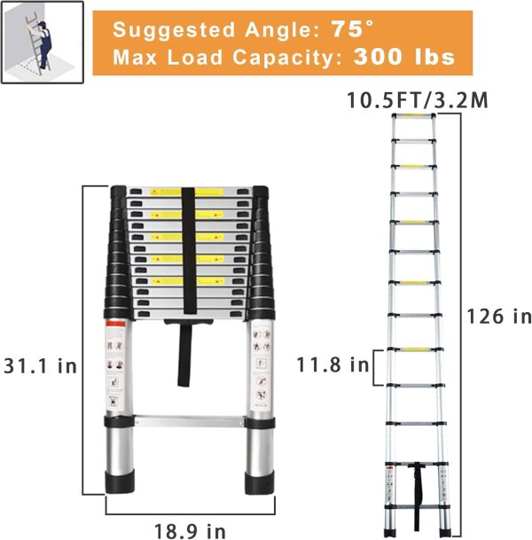 LiGuVCY Telescoping Ladder Aluminum Adjustable Height Home-1