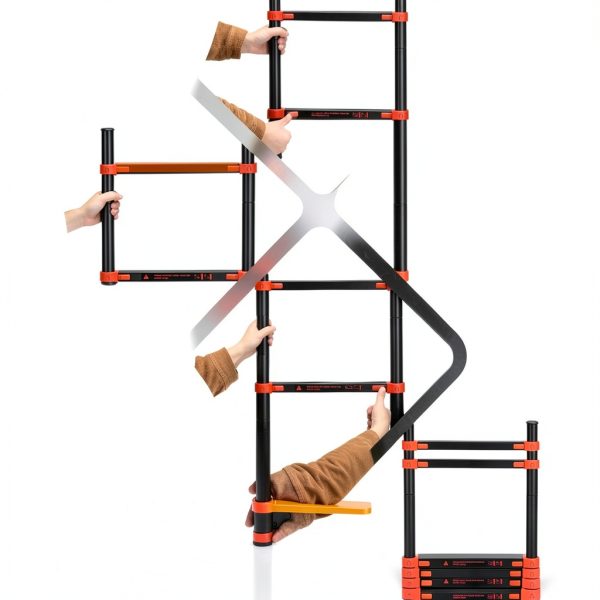 HBTower Telescopic Ladder Aluminum Heavy Duty 330lb Capacity-3