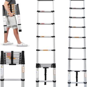Qimu Aluminum Telescoping Ladder Lightweight Durable Home-0