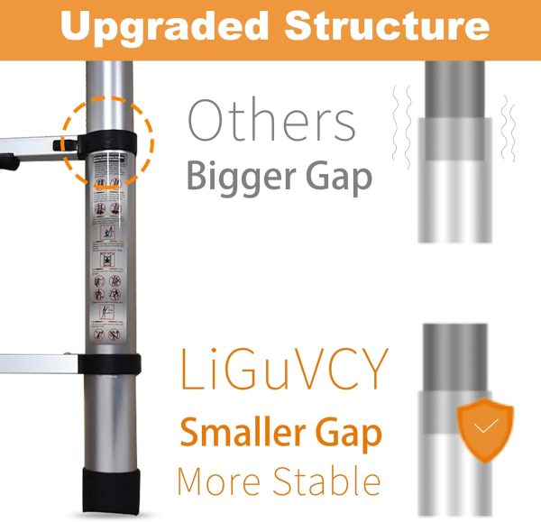 LiGuVCY Telescoping Ladder Aluminum Adjustable Height-3