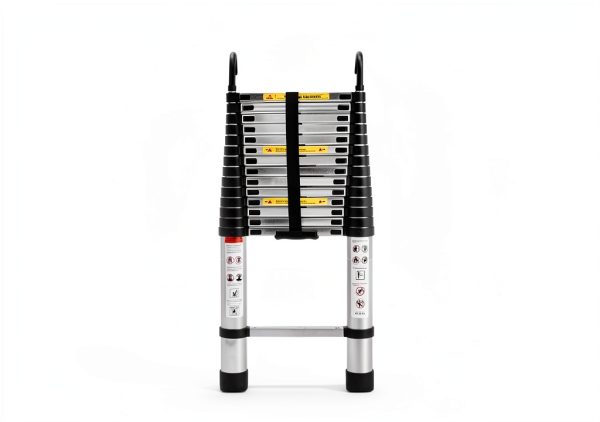 Bowoshen Aluminum Telescoping Ladder Silver Portable Durable-1