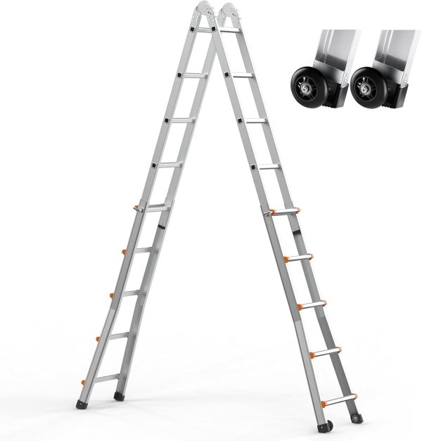 VEVOR Aluminum Extension Ladder Collapsible 330lb Load-8