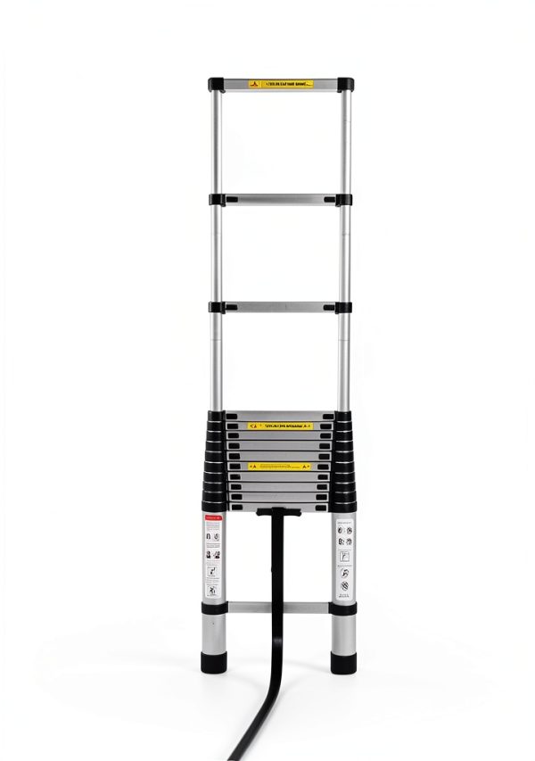 Bowoshen Aluminum Telescoping Ladder Silver Portable Durable-3