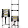 Bowoshen Aluminum Telescoping Ladder Silver Portable Durable-3