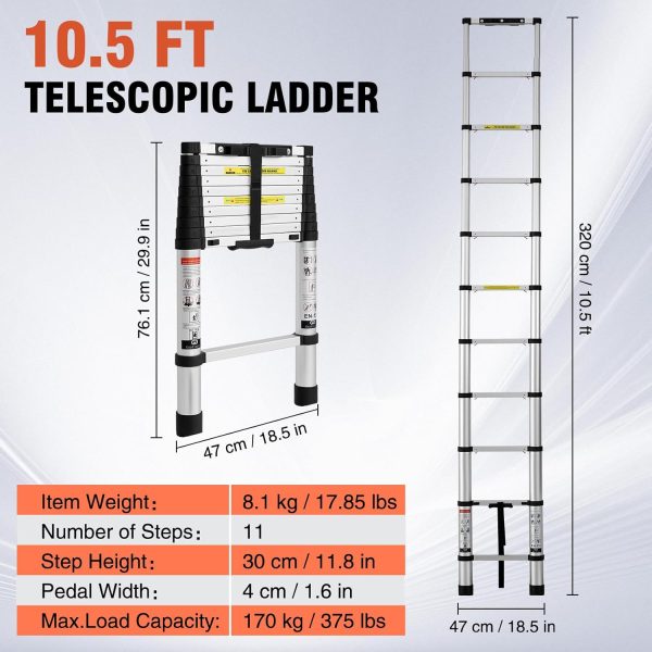 Grefinity Telescoping Ladder Aluminum One-Button Retraction-1