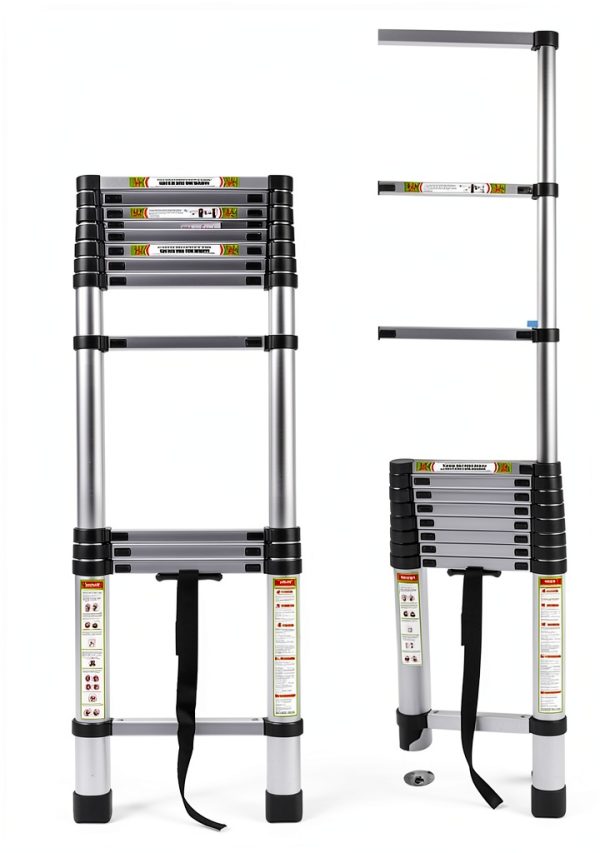 RIKADE Telescopic Ladder Aluminum Portable 330lb Capacity-5