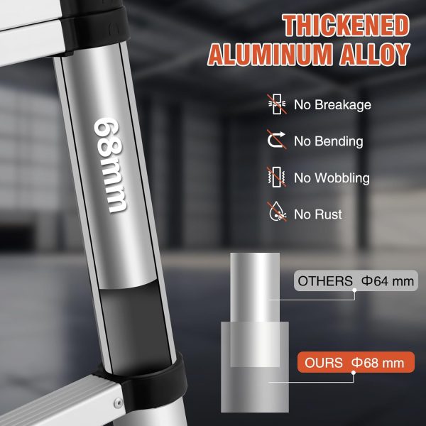 Grefinity Telescoping Ladder Aluminum One-Button Retraction-3