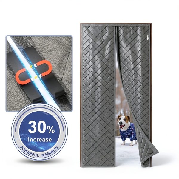 Magnetic Thermal Door Curtain HADOR Oxford Fabric 36x80 Gray-3