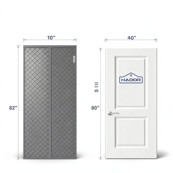 Magnetic Thermal Door Curtain HADOR Oxford Fabric 36x80 Gray-1