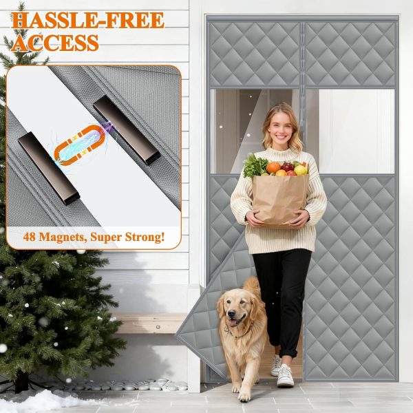 MAGZO Magnetic Thermal Insulated Door Curtain Gray 32x80 Blanket-4