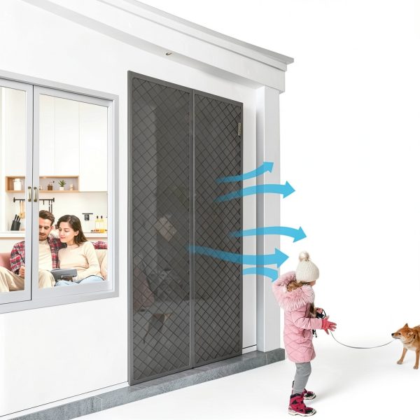 Magnetic Thermal Door Curtain HADOR Oxford Fabric 36x80 Gray-2